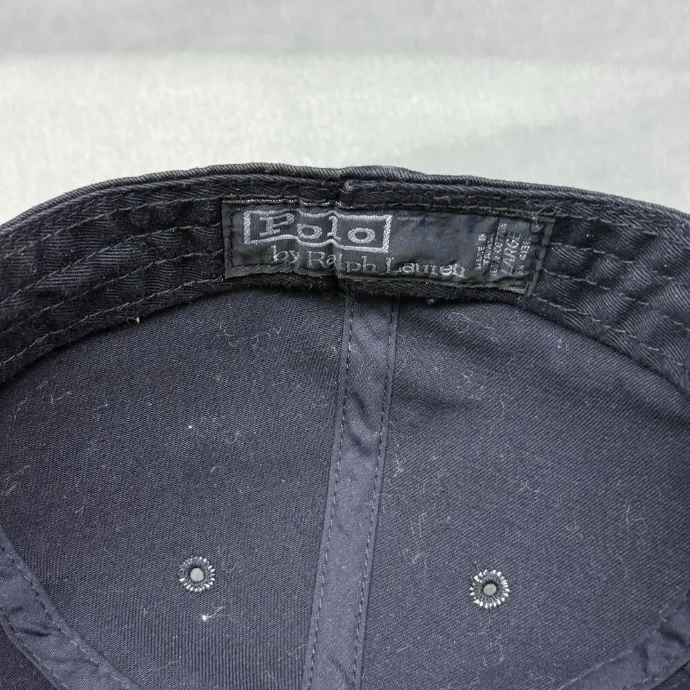 Vintage 90s Polo Ralph Lauren Golf Fitted Hat Navy Blue Plaid Crest Size Large